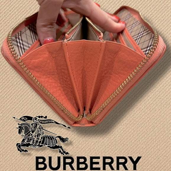 LOW START Burberry Blue Label Leather Wallet in Coral - Picture 10 of 16